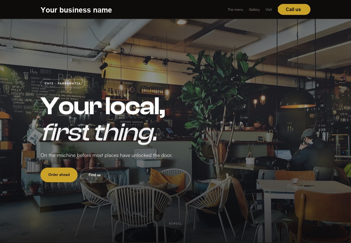 Website design concept for a Parramatta cafe