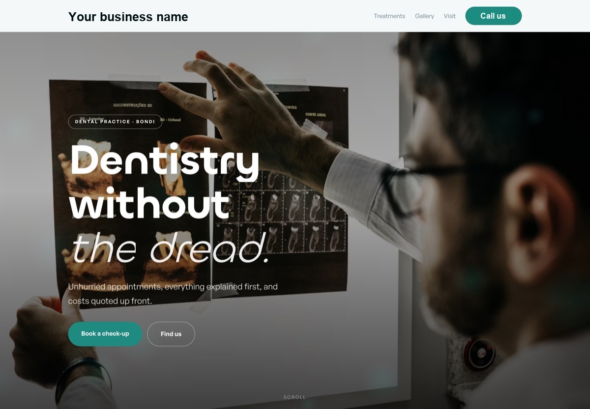 Website design concept for a dental practice