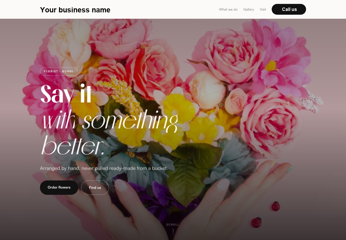 Website design concept for a Bondi florist