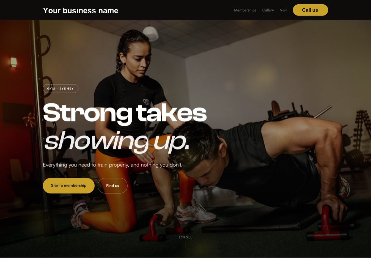 Website design concept for a gym